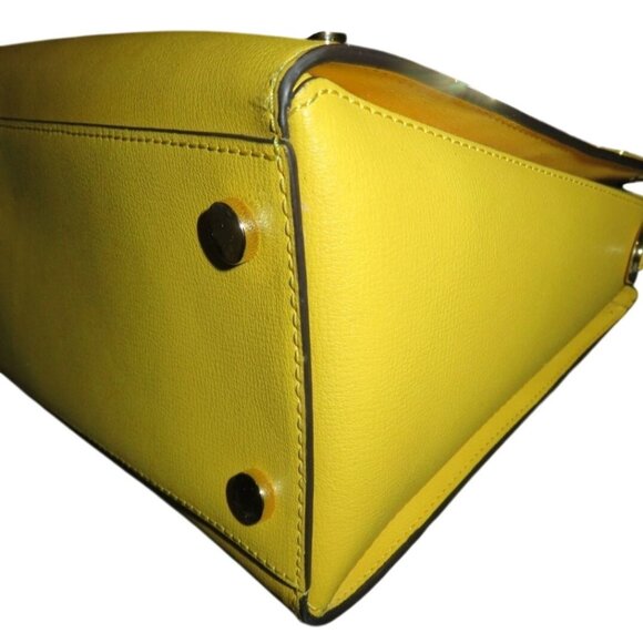 Michael Kors Sylvie Sunflower Yellow Structured leather Studded Tote Satchel - Picture 7 of 15